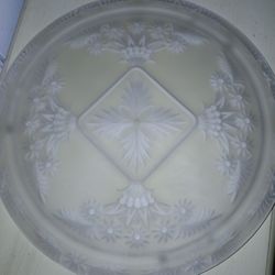 Indiana Satin Pressed Glass Daisy Diane Footed Cake Plate