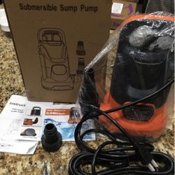 New Submersible Sump Pump 110V-120V/60Hz Length of Power Cord:16FT Max.Liquid Temp:95°F/35°C Protection Type: IPX8 Diameter of pipe: 3/4"GHT 1"NPT #1"