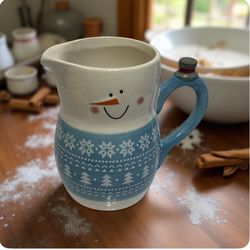 Ceramic Snowman Pitcher warm Milk  Measuring 1-3 Cup Graduated