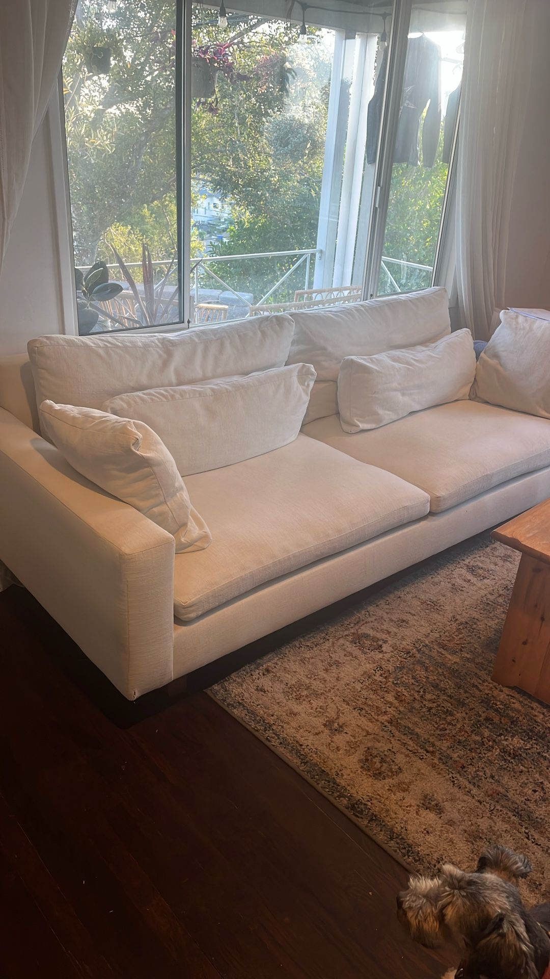 West Elm harmony Couch 92”, Down Blend, Alabaster, walnut