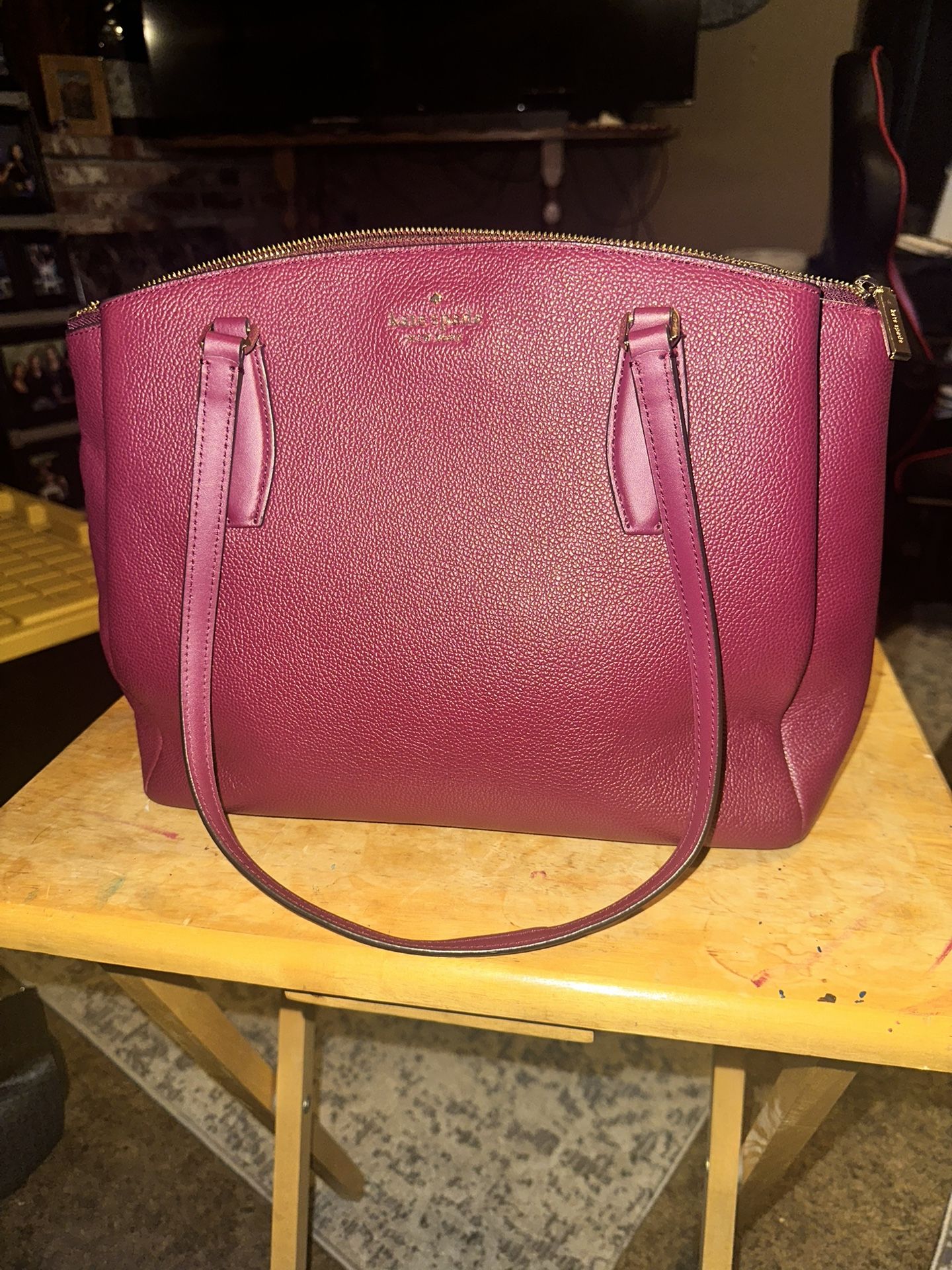 Kate Spade Burgundy Leather Tote Bag