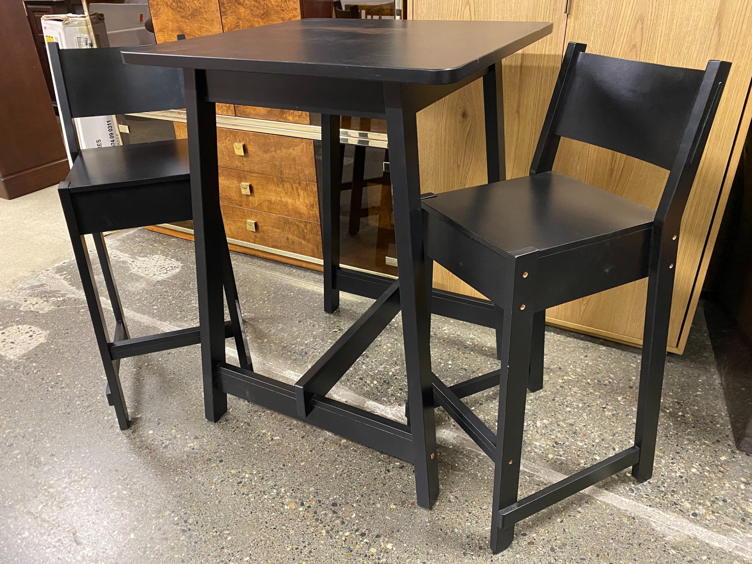 IKEA Black Norraker Bar Table w/ 2 Bar Stools (Set of 3)
