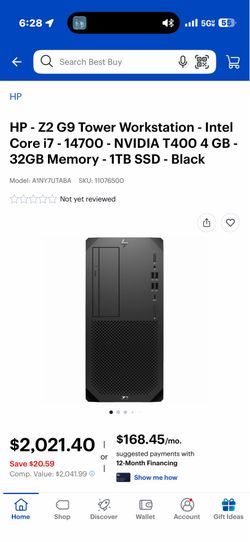 HP Z2 G9 Tower $499 or OBO
