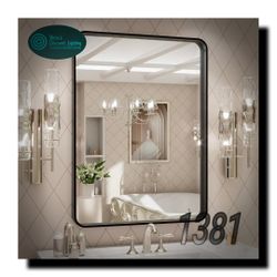 LOAAO 24X32 Inch Black Metal Framed Bathroom Mirror for Wall, Matte Black Bathroom Vanity Mirror 