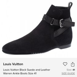 Louis Vuitton Black Suede and Leather Warren Ankle Boots Size 41