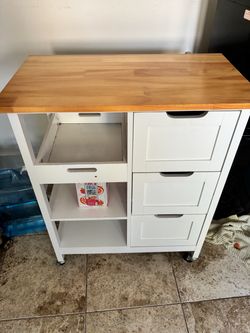 Kitchen Cart with Butcher Block Top