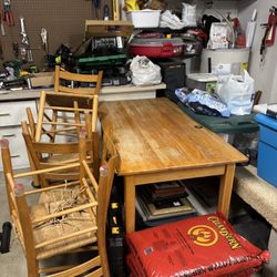 60”x30” Oak Table And 4 Chairs