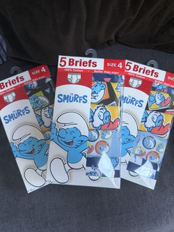 Lot Of 15 The Smurfs" Briefs New In Box 3 Boxes Size 4