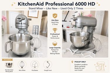 KitchenAid Professional 6000 HD Stand Mixer – Like New – Used Only 2 Times