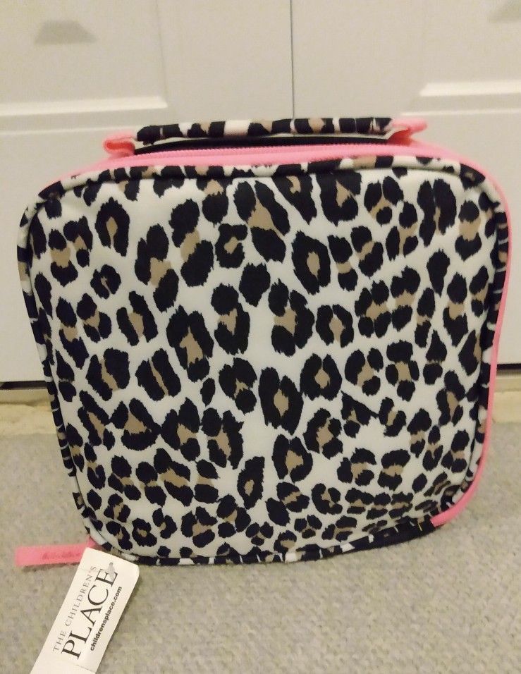 BRAND NEW WITH TAG GIRL'S LEOPARD LUNCHBOX LUNCH BAG TOTE 