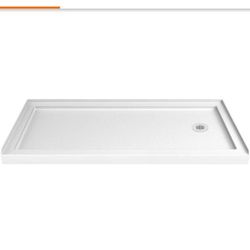 ✨️ $220 W1076 DreamLine SlimLine 60 in. x 32 in. Single Threshold Shower Pan Base in White with Right Hand Drain imp