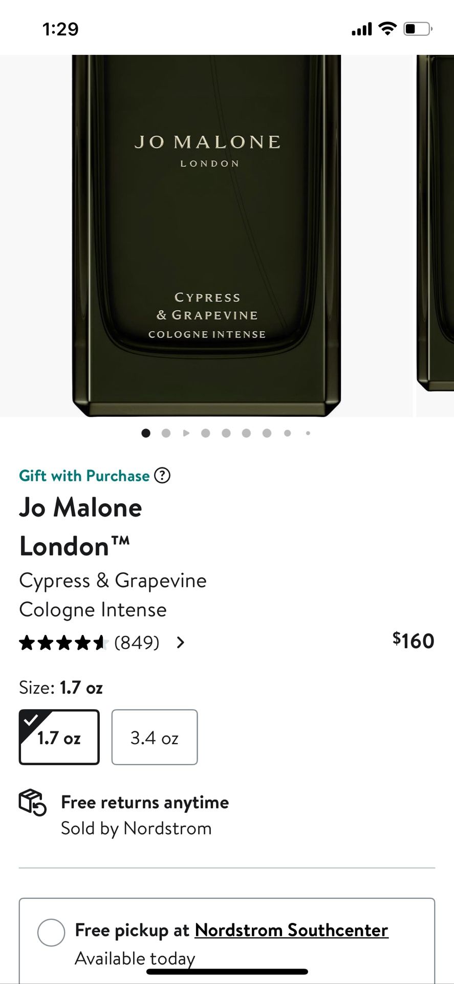 New Jo Malone Cypress & Grapevine Cologne Intense