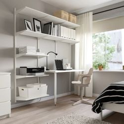 Modular Wall Unit Floating Shelving System w/ Desk