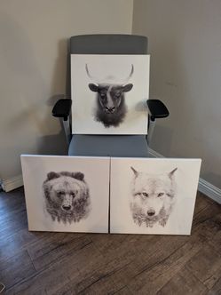 Black And White Animal Head Portrait Wall Art
