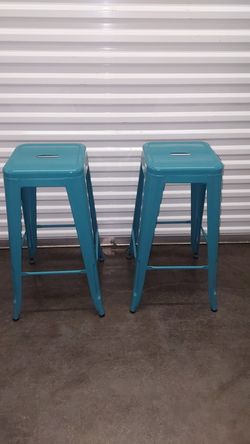 Beautiful Turquoise Metal Barstool set of 2