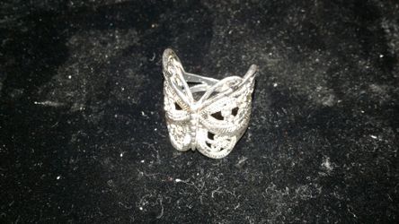 Silver Butterfly Ring size 6.