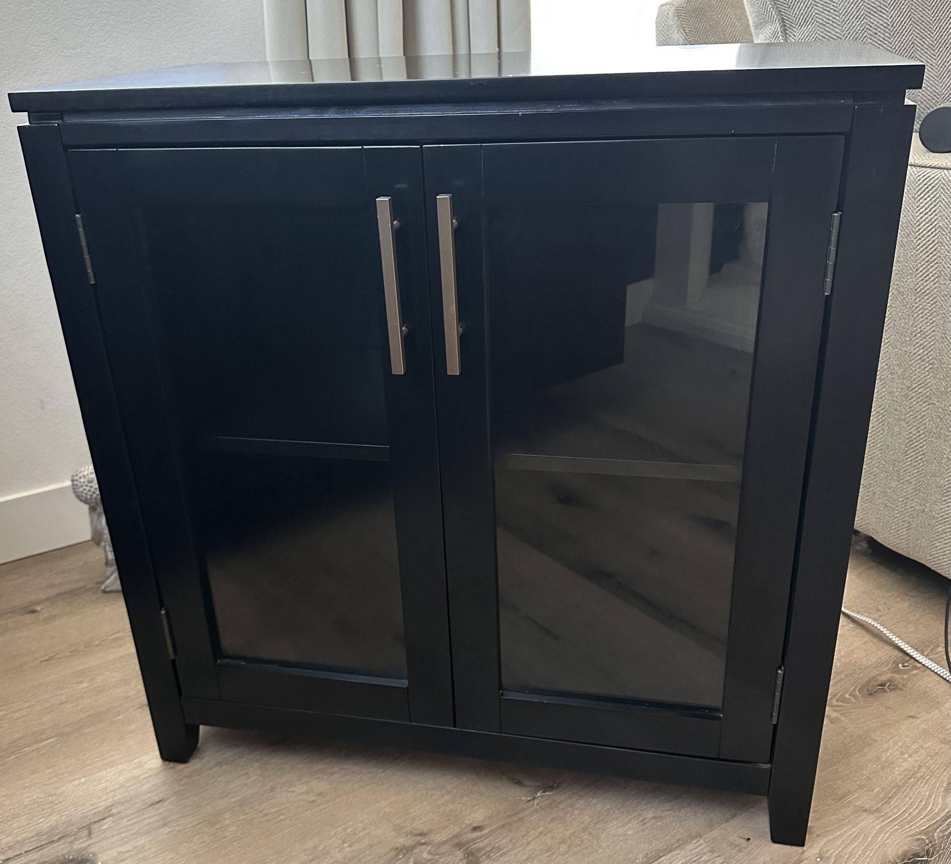 Black Solid Wood w/ Glass Cabinet