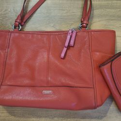 Red Coach Purse With Wallet