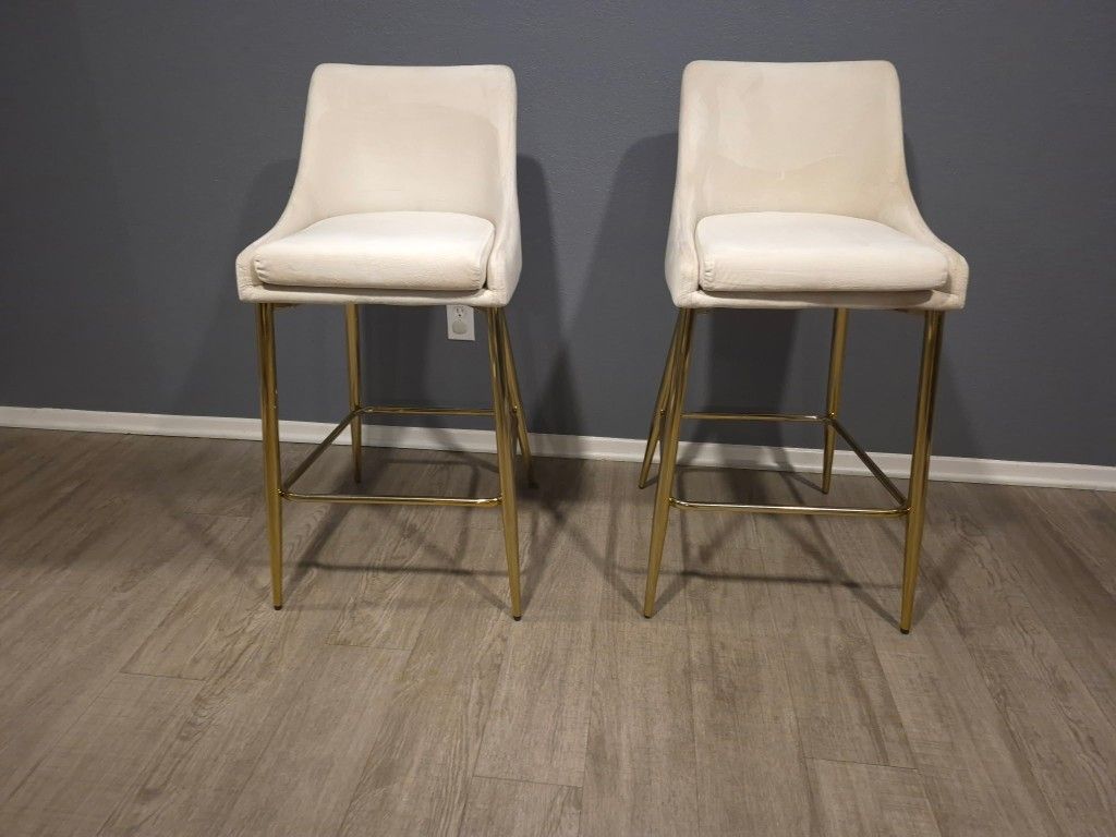 Upholstered Counter Stool with Metal Frame (Set of 2)
