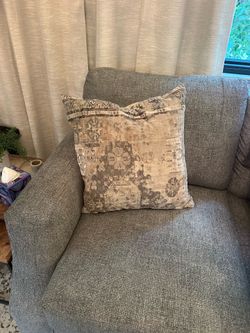 Solo Decorative Pillow: Gray, Beige, Rust, & White Design, 18x18”