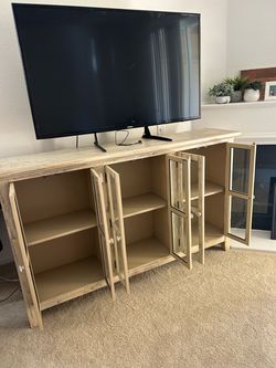 Rustic Farmhouse TV stand with storage.