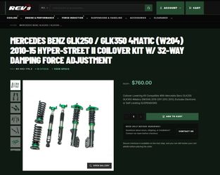 (Open Box) Rev9 R9-HS2-176_3 Hyper-Street II Damper Lowering Coilovers Kit Strut Shock Spring For Mercedes Benz GLK250 / GLK350 4Matic (W204) 2010-15
