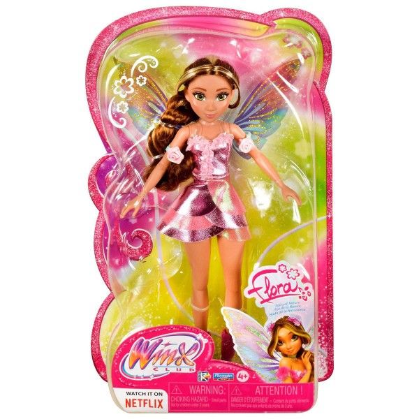 Winx Club Flora Fairy 10.5” Fashion Doll with Glitter Outfit & Removable Wings