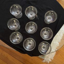Vantage Set Of 9 Pieces Strerling Silver Overlay Cups Desert Glasses