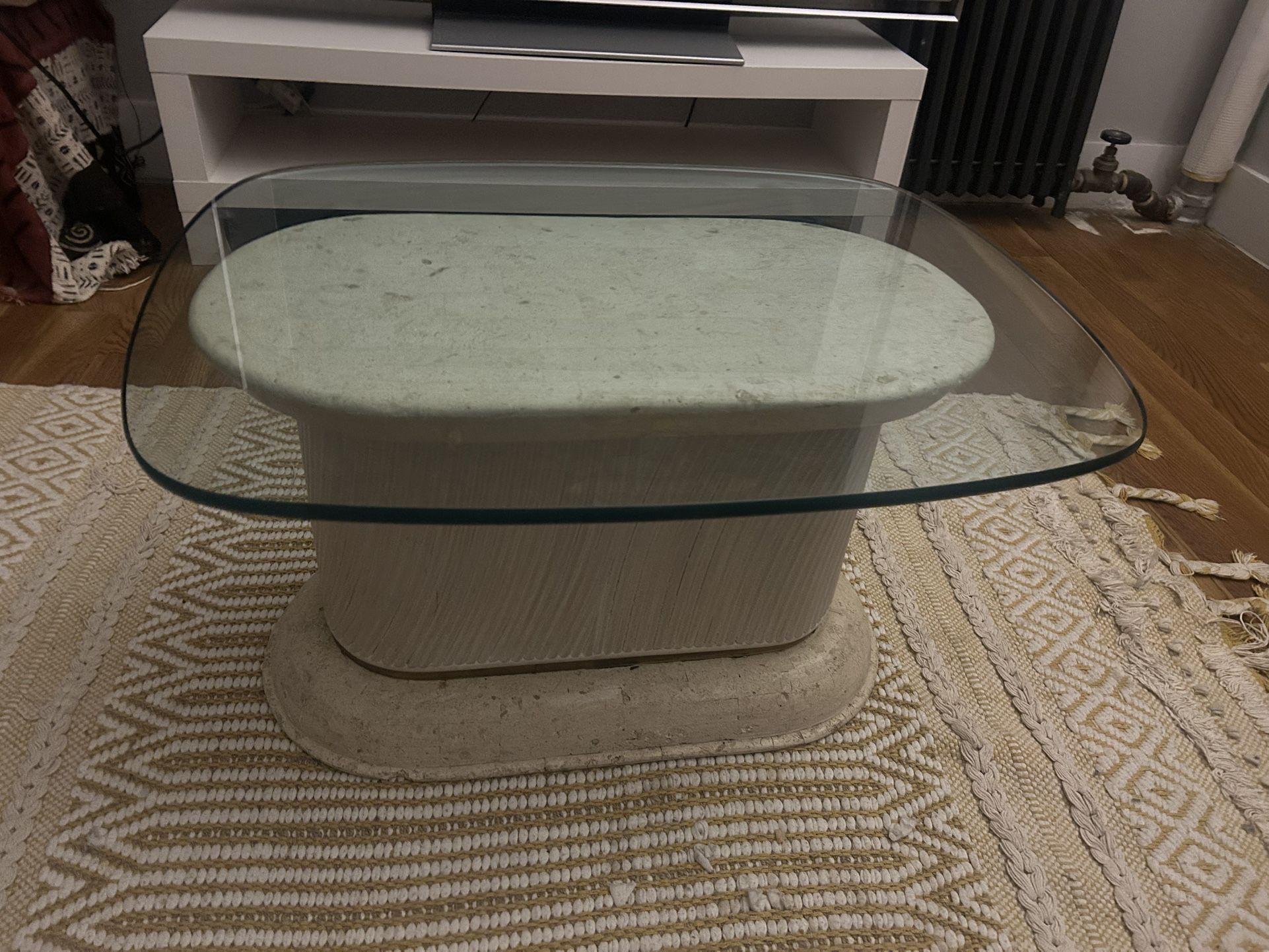 Glass Coffee Table With Stone Stand