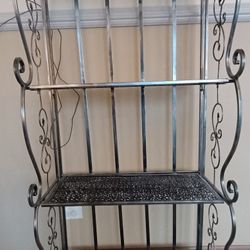 Wrought Iron4 Shelf Foldable baker's rack also plant rack 66" T x 26" W  x 12" Deep. See our other great vintage art antiques jewelry Sports Furniture