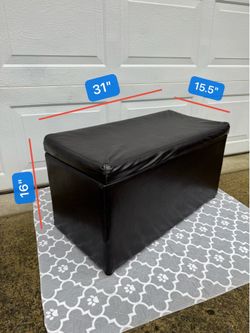 Black leather storage stool/storage box
