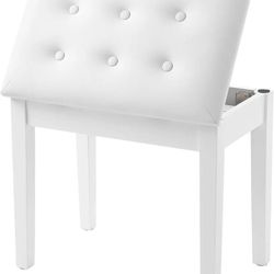 Piano Bench with Padded Cushion and Storage Compartment for Music Books, Vanity Stool, Tufted Wooden Piano Seat,