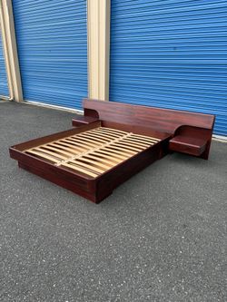 Mid Century Modern Danish Rosewood Queen Size Bedframe With Nightstands By Brouer 