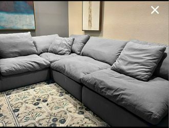 Gray Cloud Modular Sectional Couch Sofa 