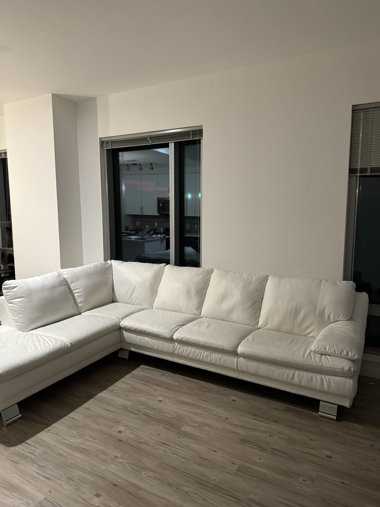 Kanes Furniture white Leather Couch