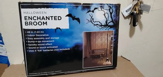 Halloween Enchanted Broom 48" Animated Bump Go Sound Prop Decor