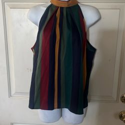SHEIN Multicolor Striped Women’s Halter Top Aixe L 