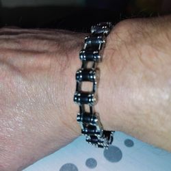 Men's Stainless Steel An Black Magnetic Links Bracelet
