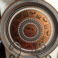 Decoration Set Rack And 2 Rustic Plates 