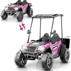 24V Kids Ride on Toys, Dump Truck 2 Seater w/Sun Shade, Dump Bed & Shovel, 5MPH, 4WD Kids' Electric Vehicles, Electric Car w/Remote, Electric Car for 