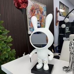 White Space Bunny Art Sculpture 