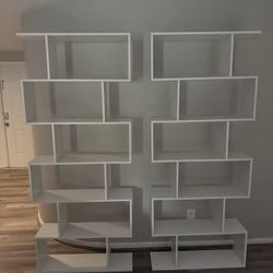 2 White Bookshelves 