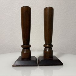 Handmade Wood Candle Holders Vintage 
