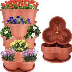 NEW IN PACKAGE 5 Tier Vertical Planters Stackable Gardening Planter for Strawberries, Flowers, Herb and Vegetables, Brick Red