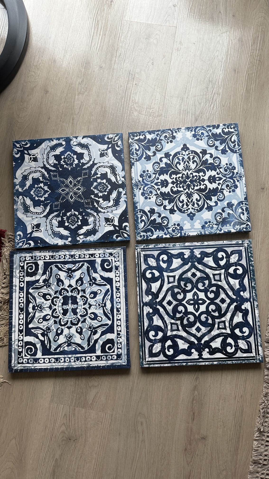 Navy Blue Decorative Wall Art – Set of 4