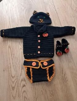 HANDMADE Cute black cat baby halloween costume