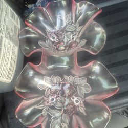 Vintage glass double dish