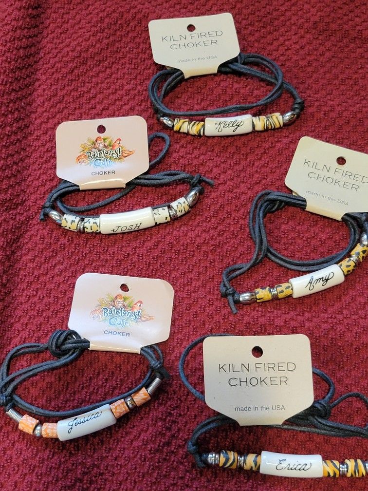 Various Engraved Choker Necklaces.  Never Opened.