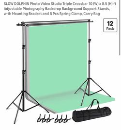 Photo Video Studio Triple Crossbar 10 (W) x 8.5 (H) ft Adjustable Photography Backdrop