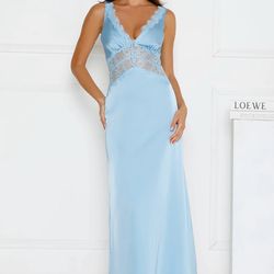 Blue Satin Lace Dress 💙 Tag attached